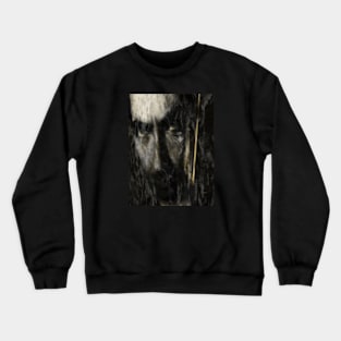 Special processing. Consciousness, king, emerging from dark water. Serious men's face, around waves. Gold. Crewneck Sweatshirt